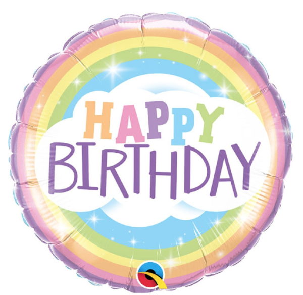 Folienballon - Happy Birthday, Regenbogenfarben - ø 46cm